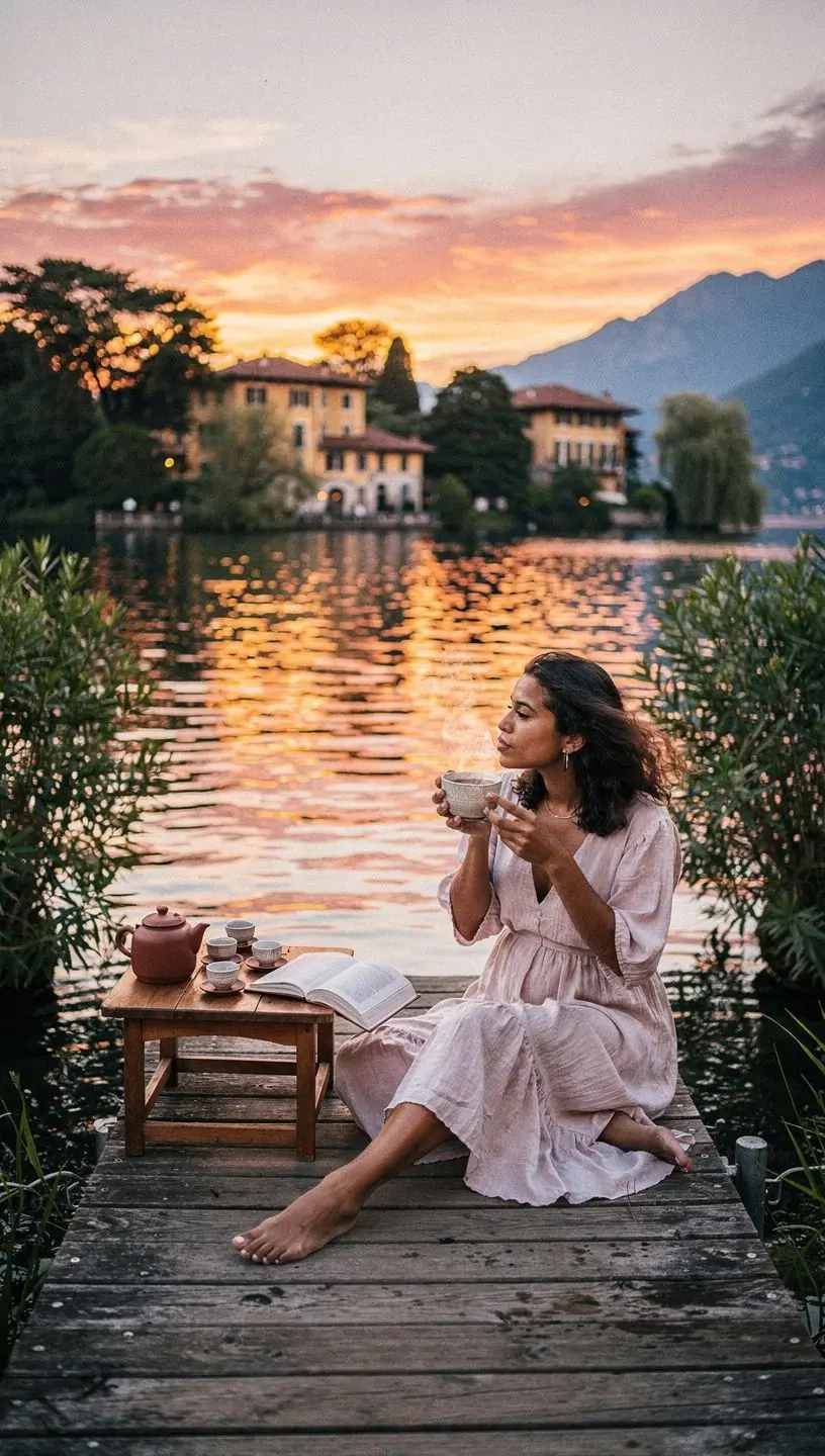 Un set da tè tradizionale giapponese con tè Oolong servito in piccole ciotole.