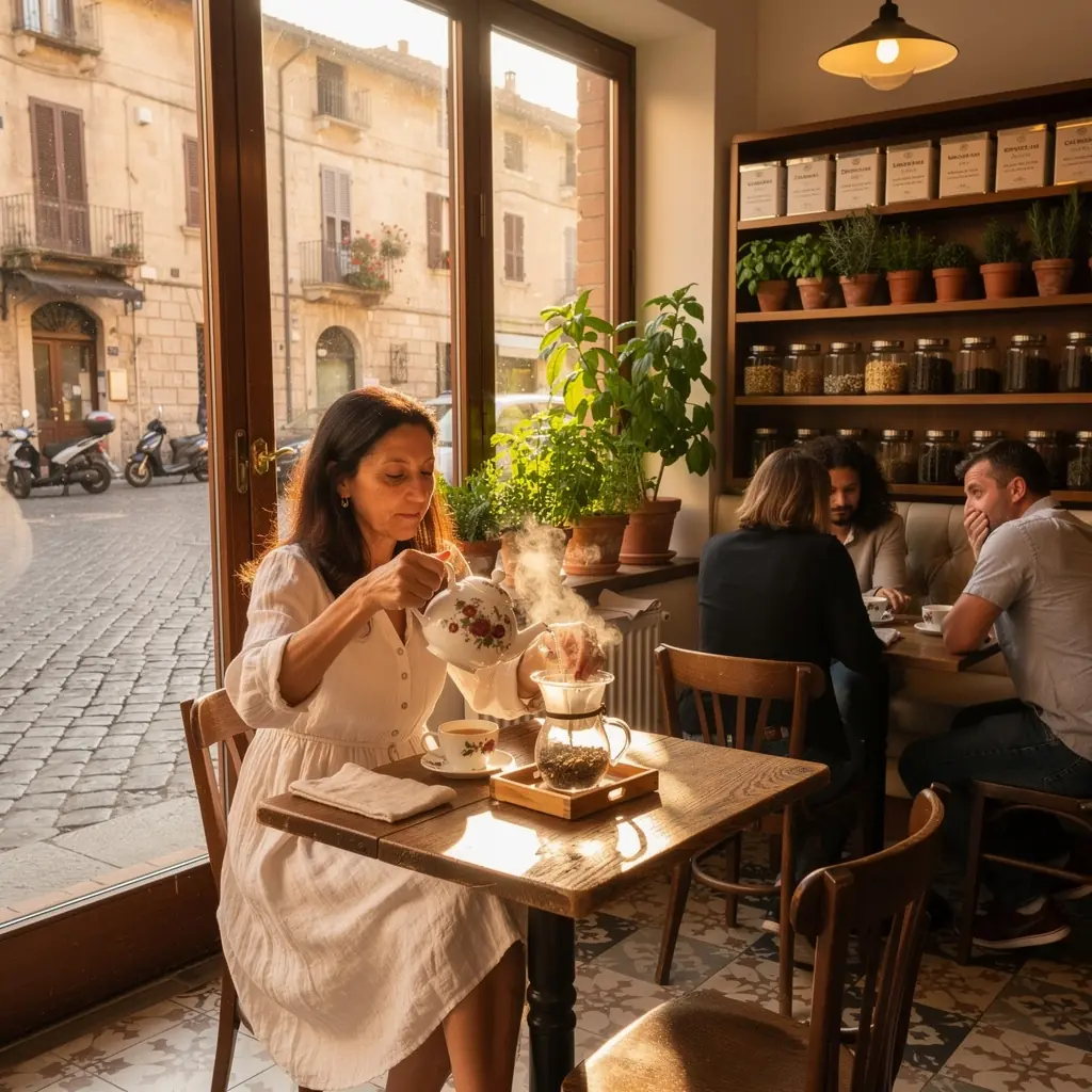 Una serie di tazze di tè oolong disposte su un tavolo, pronte per essere degustate in compagnia.